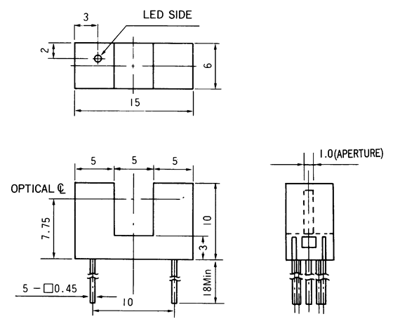 光電傳感器（光學(xué)傳感器）OJ-1201尺寸規(guī)格