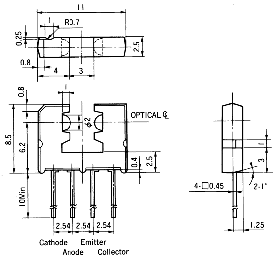 光電傳感器（光學(xué)傳感器）OJ-2020尺寸規(guī)格
